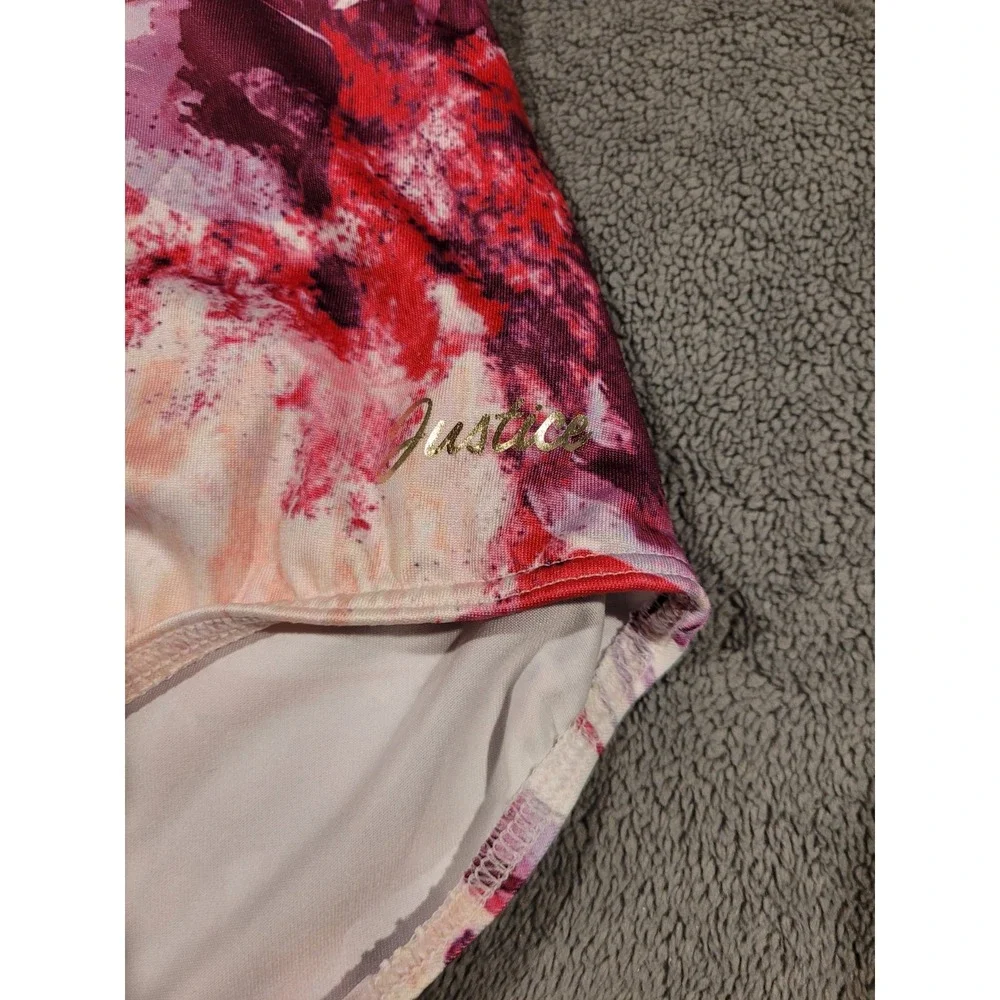 New Justice 1 Shoulder Leotard&Matching Scrunchie Gymnastic/Dance Floral GoldXL
